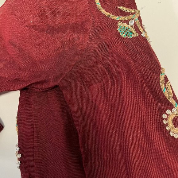 Agha Noor Embroidered Formal Dress Suit Pakistani Indian Maroon Size Small 47 R3 - Picture 8 of 10